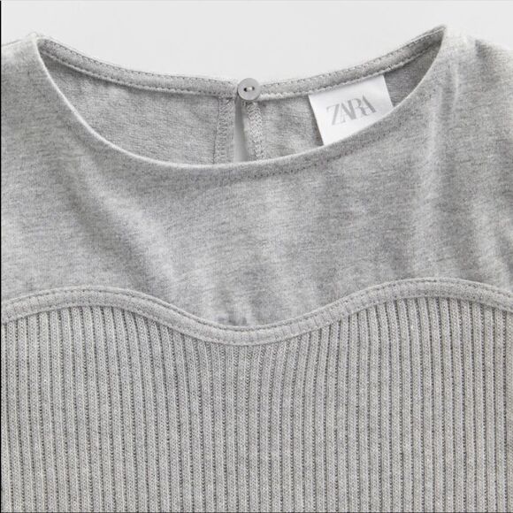 ZARA Kids | Gray | Combination Ribbed Top - Picture 4 of 6